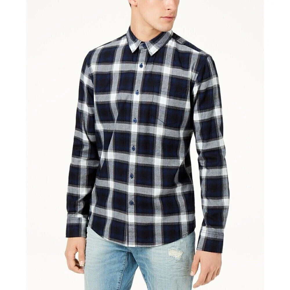 Banana Republic Blue White Plaid Classic Luxe Flannel 2XL